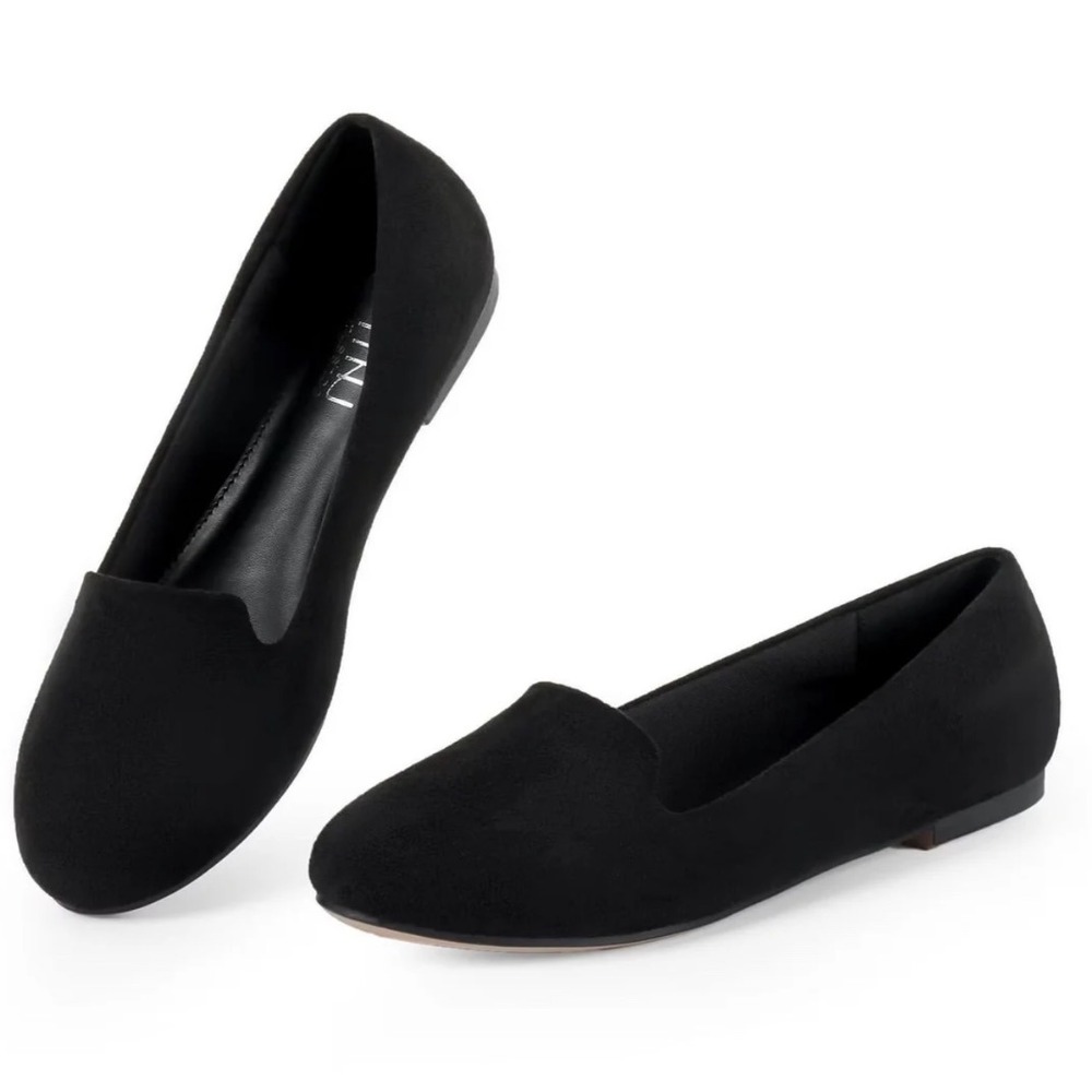 MUSSHOE Black Suede Comfort Slip On Loafers Flats Everyday Casual Shoes Size‎ 7